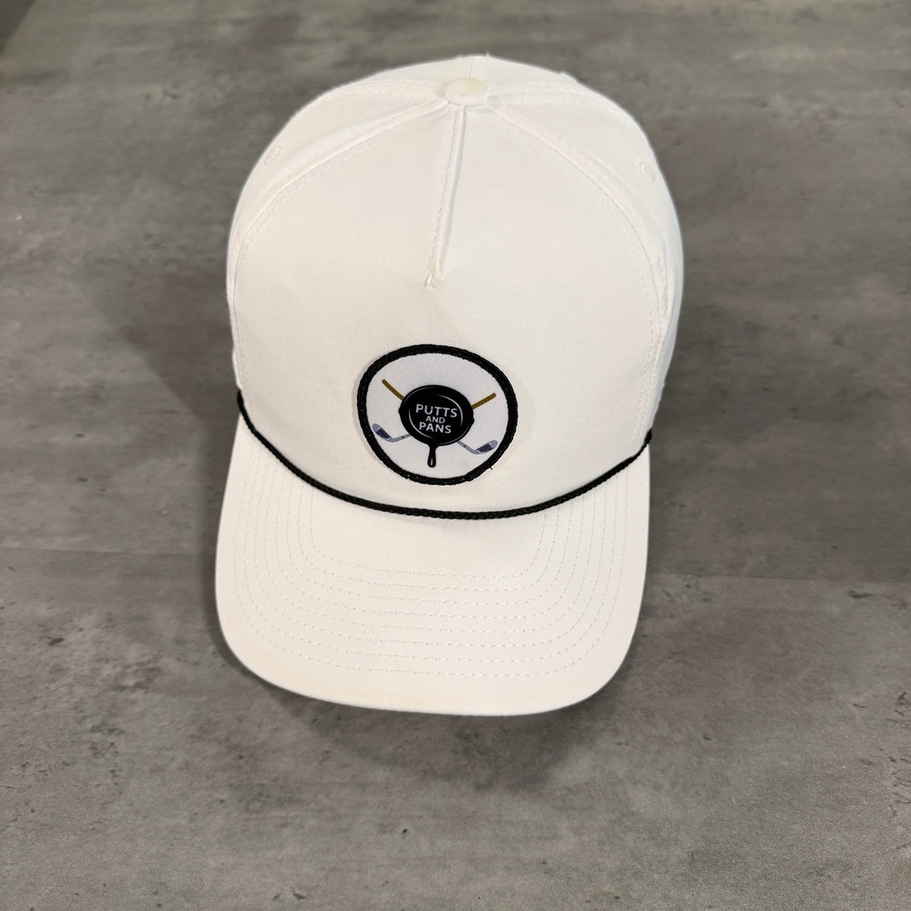 Imperial Putts and Pans Golf Snapback Hat Mens White Navy Rope Performance Cap